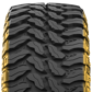 A 3D rendered close-up image of the TIS-TT1 sidewall highlighted in yellow. The sidewall is three-ply, allowing for better load carrying capacity. 