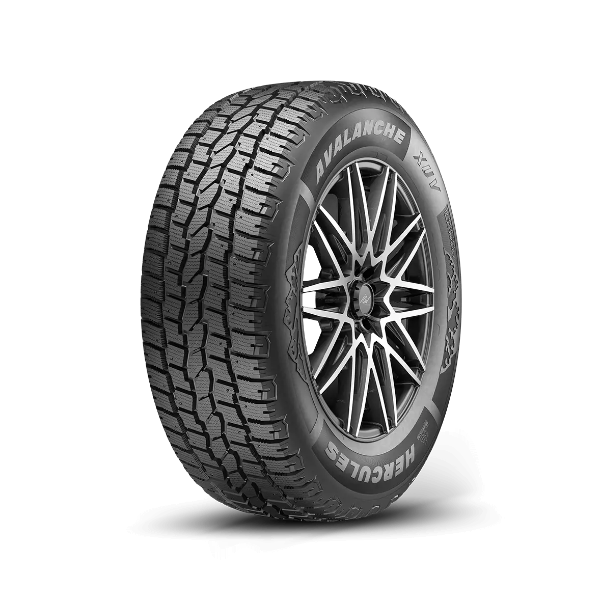 A Hercules Tires Avalanche XUV tire on a white background, skewed to the left.