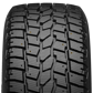 A close-up image of the XUV tire tread with the stud holes highlighted in yellow. The tire is studdable.