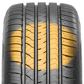 A highlighted close-up image of the Raptis R-T6 tread showcasing the larger contact area of the tire, increasing tread life and road grip. 
