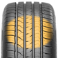 A highlighted close-up image of the Raptis R-T6 tread showcasing the larger contact area of the tire, increasing tread life and road grip.
