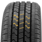 A 3D rendered image of the Cross-V tire with the tread. The entire contact patch is highlighted in yellow. The design allows for reduced roll and a longer tire lifespan.