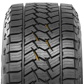 A 3D rendered close-up image of the X-Journey's tread. The tooth-like, ridged grooves are highlighted in yellow.