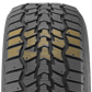 A close-up image of the RT tire with the sipes highlighted in yellow. The sipes are ultra-thin and have a distinct wiggling pattern that allows for better winter weather control.