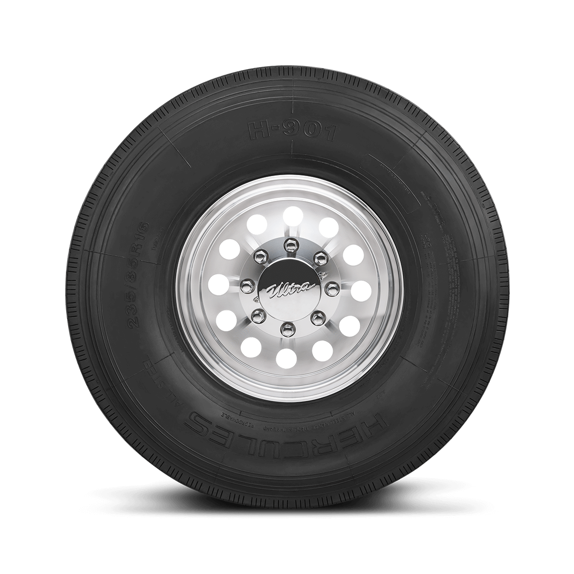 Straight on view of the H-901 Light Truck sidewall design and rim on a white background.