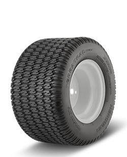 Left side tread and rim view of the Terra Trac Turf tire.