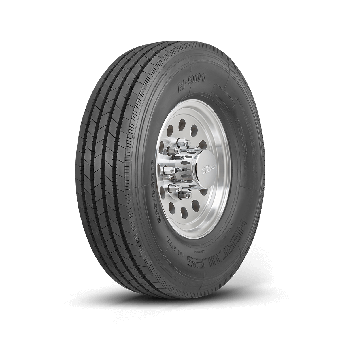 Left side tread and rim view of the H-901 Specialty Trailer tire on a white background. 