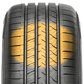 A highlighted close-up image of the Raptis R-T6X tread showcasing the larger contact area of the tire, increasing tread life and road grip.