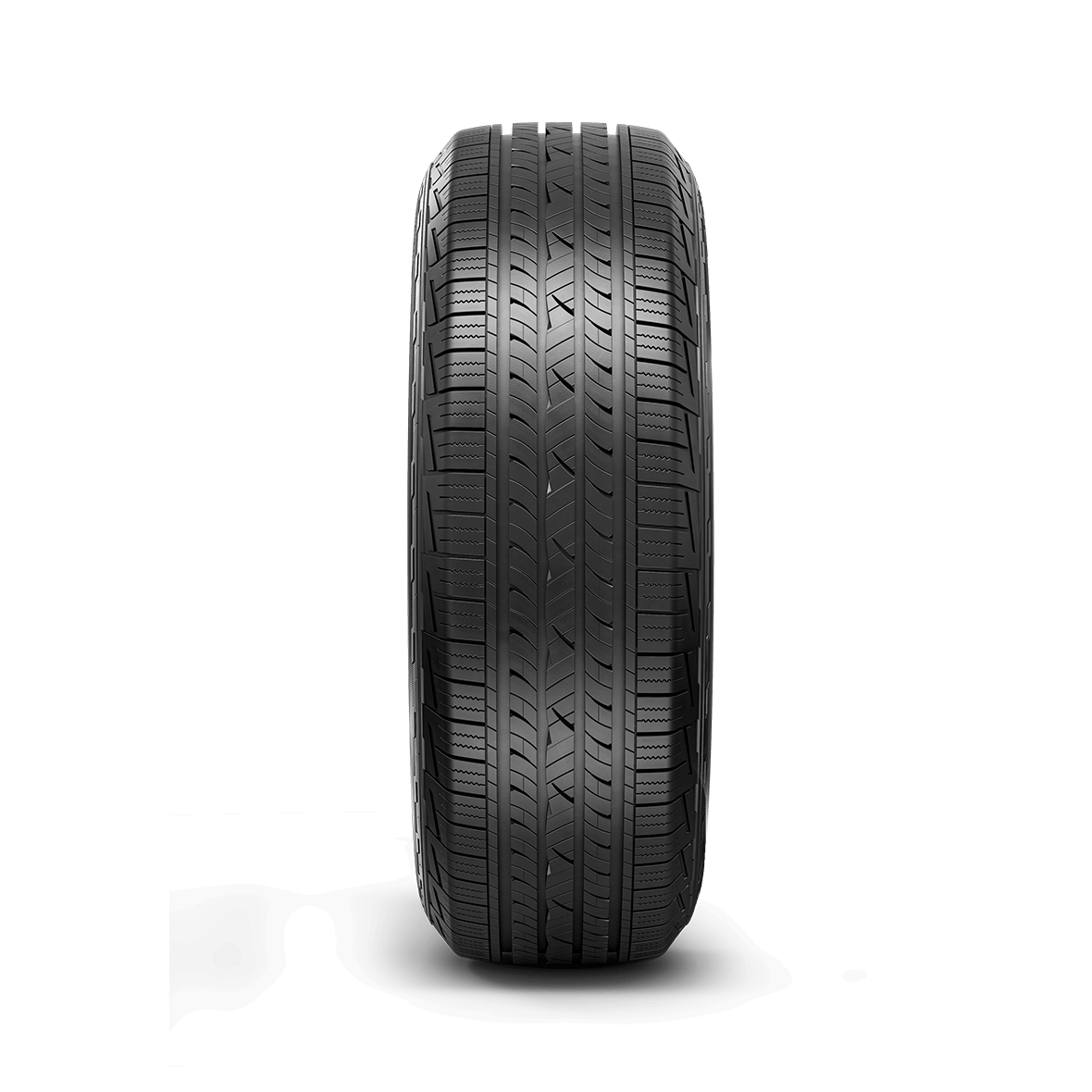 Close up tread view of the Terra Trac High Performance Trailer tire on a white background. 