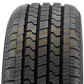 A 3D rendered image of the Cross-V tire with the zig zagging sipes highlighted in yellow. The edges of the sipes allow for better water and snow traction.